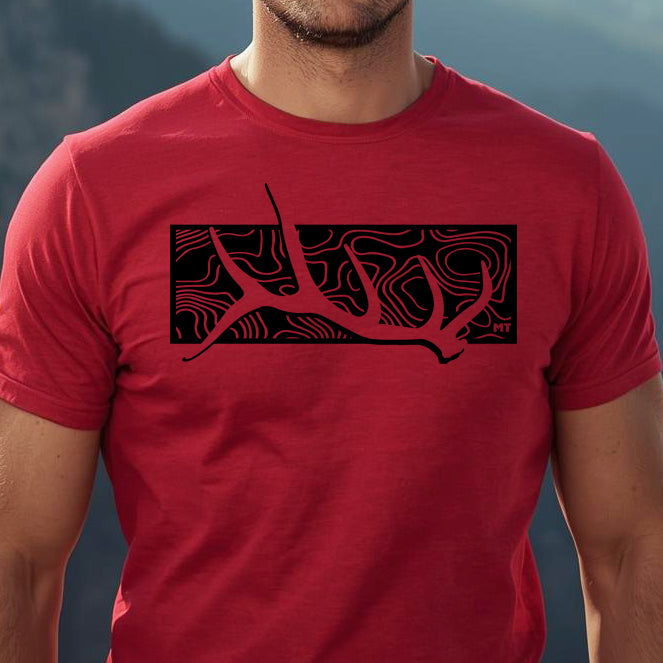 MEN'S MT TOPOGRAPHIC SHED TEE -CARDINAL