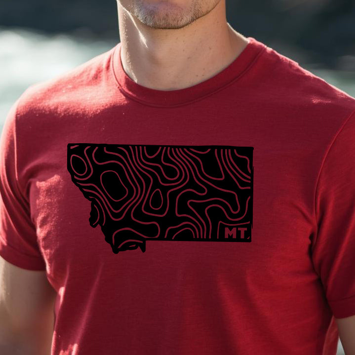 MEN'S MONTANA TOPOGRAPHIC TEE -CARDINAL
