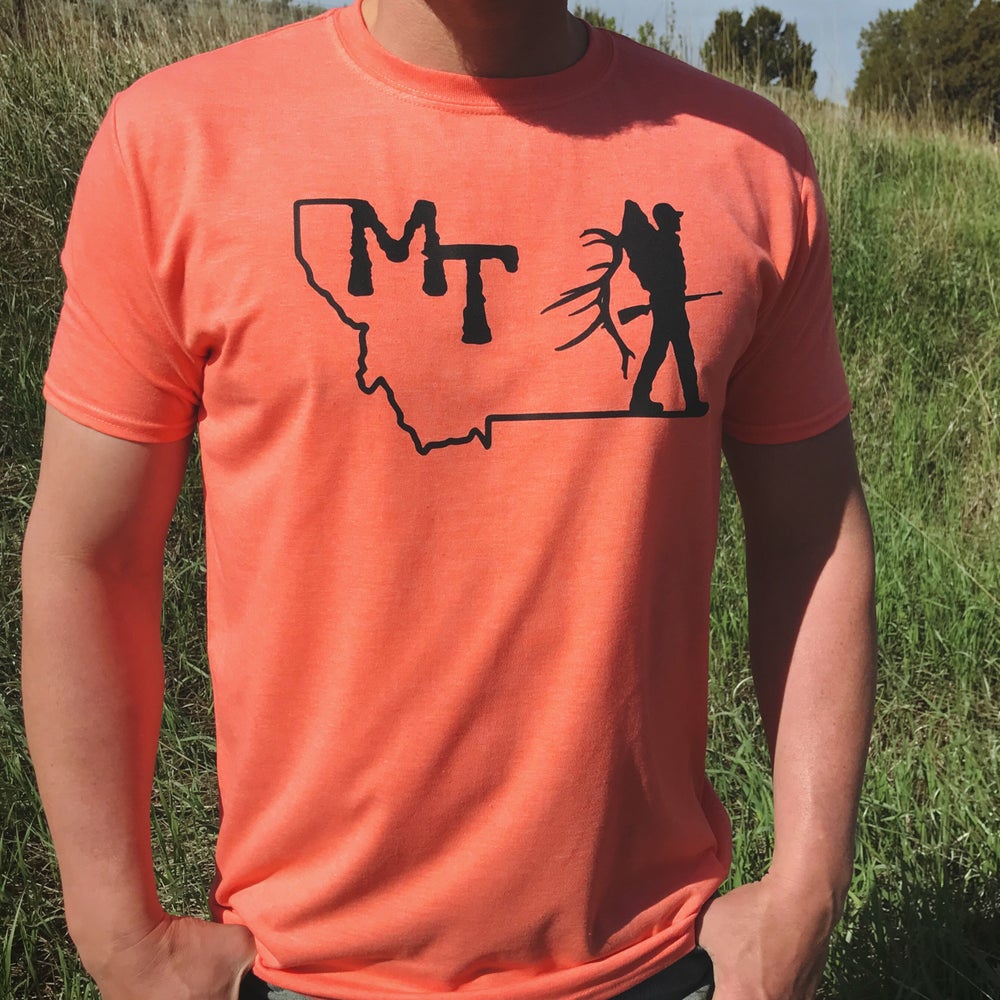 CLOSEOUT! MEN'S MONTANA RIFLE HUNTER TEE -ORANGE/BLACK