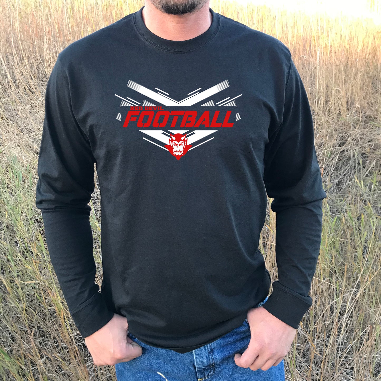 RED DEVIL FOOTBALL W/DEVIL LONG SLEEVE -BLACK