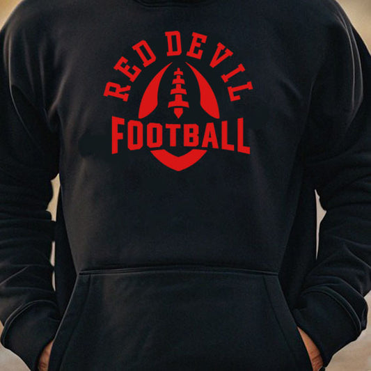 ADULT RED DEVIL FOOTBALL HOODIE -BLACK