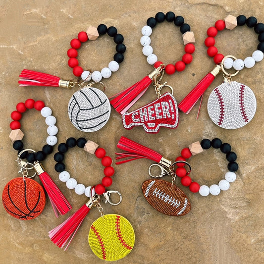 RED, WHITE, & BLACK SPORTS BANGLE KEY RINGS