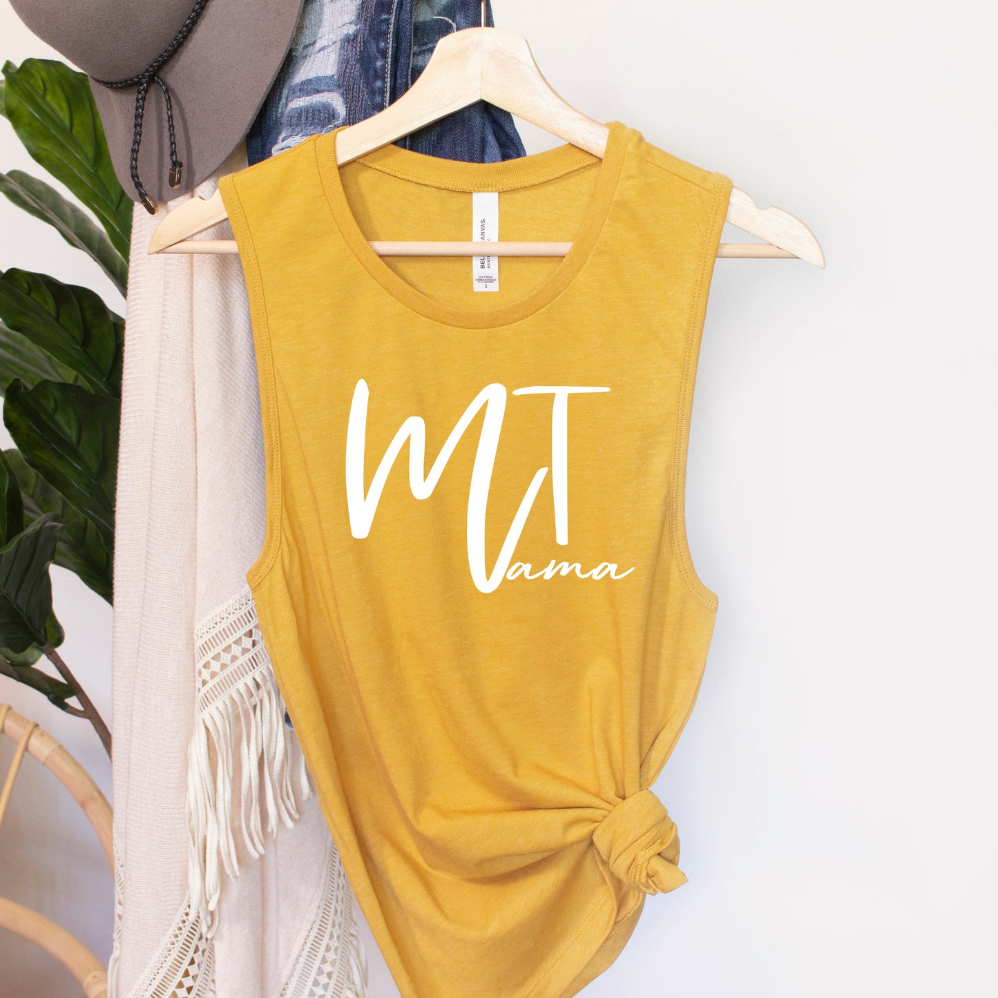 MONTANA MAMA MUSCLE TANK TOP -MUSTARD