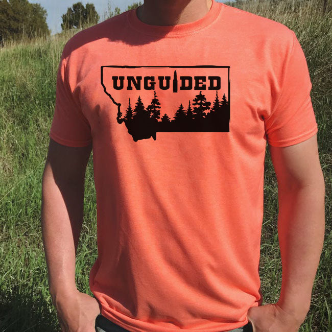 CLOSEOUT! MEN'S MONTANA UNGUIEDED TEE -ORANGE/BLACK