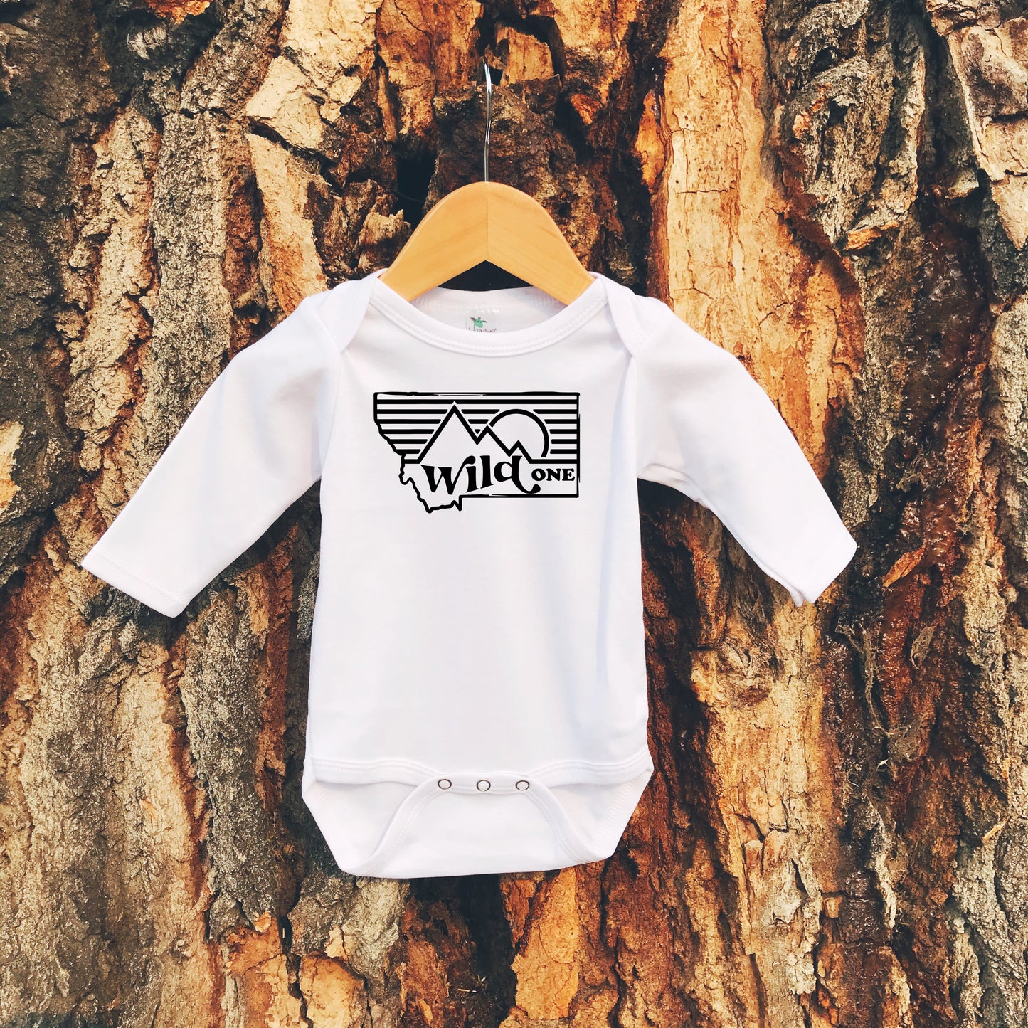 MONTANA WILD ONE LONG SLEEVE ONESIE -WHITE