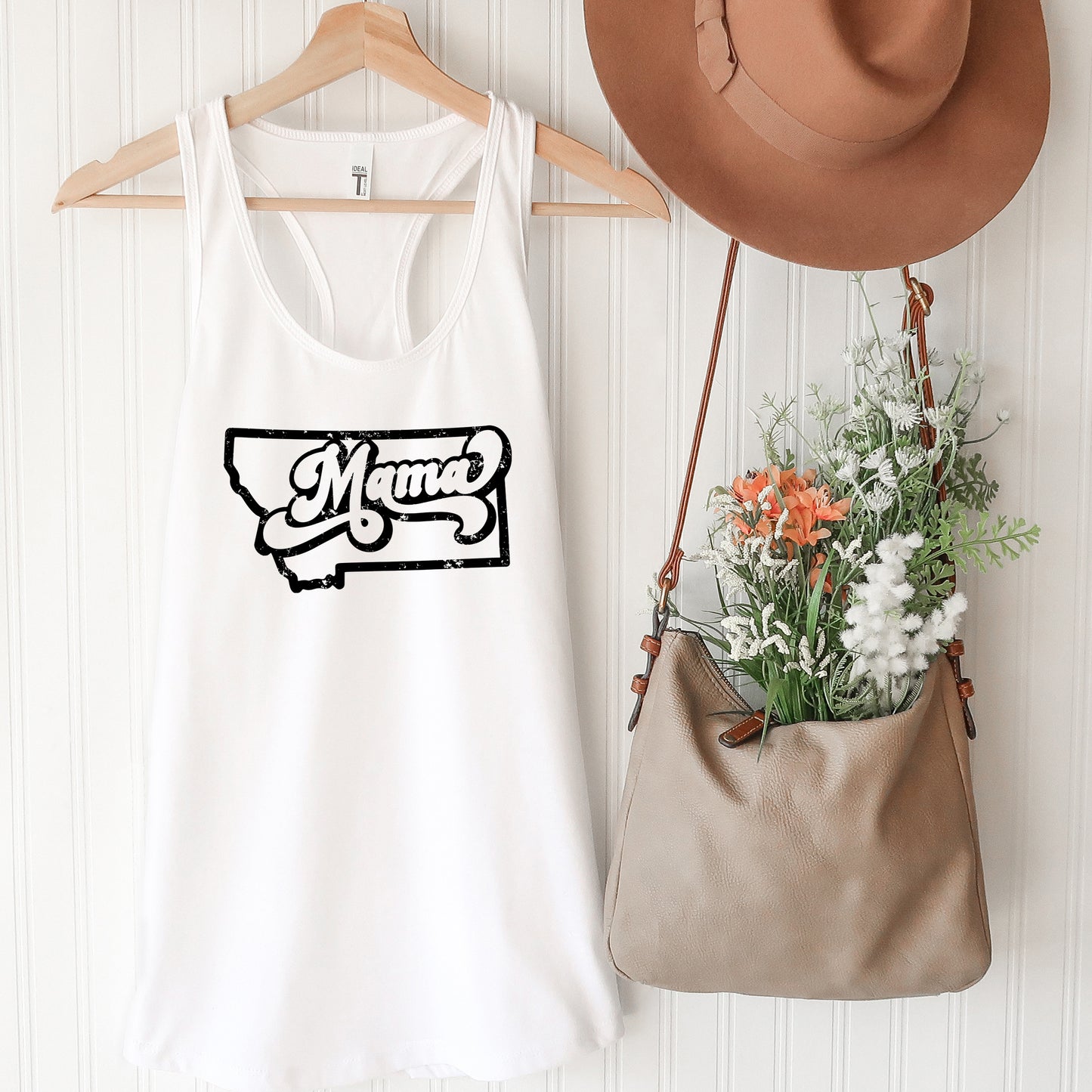 RETRO MONTANA MAMA STATE OUTLINE TANK -WHITE