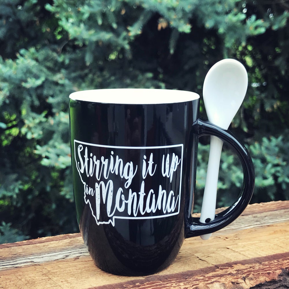 STIRRING IT UP IN MONTANA MUG -BLACK