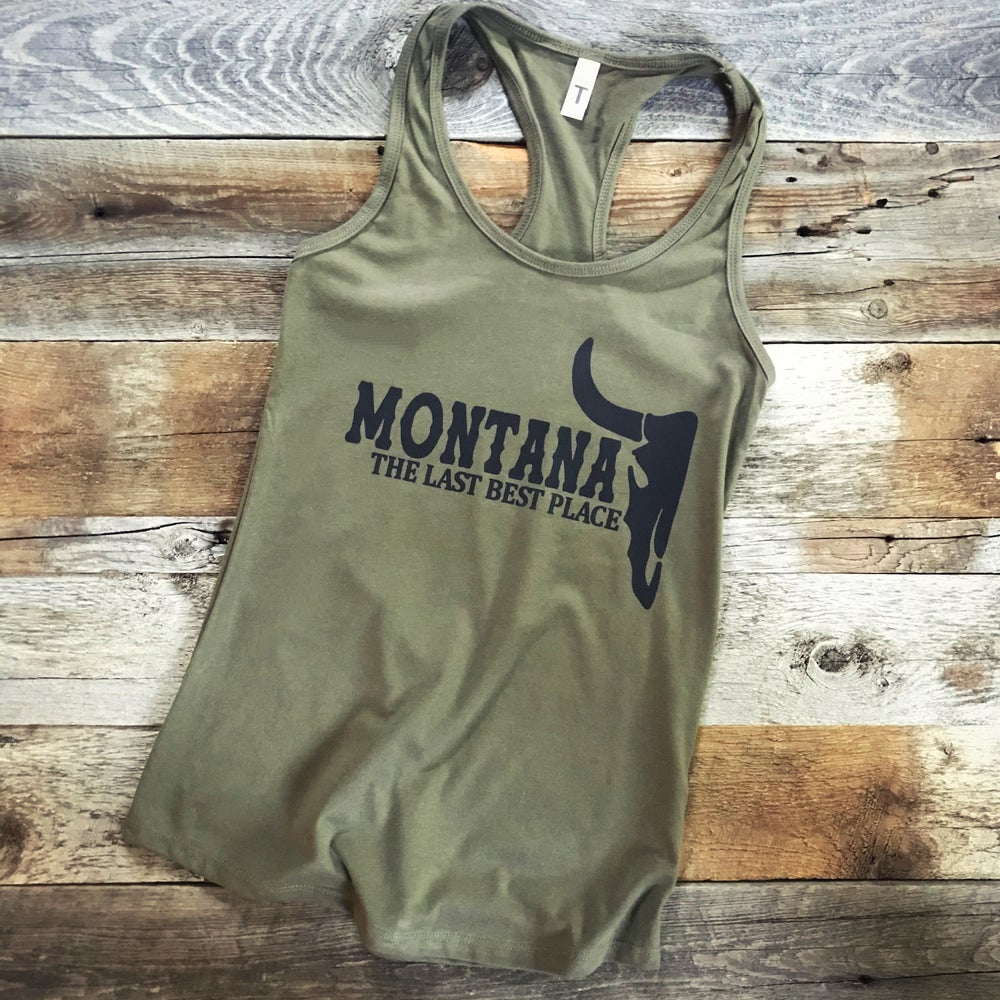 LADIES MONTANA LAST BEST PLACE TANK -OLIVE