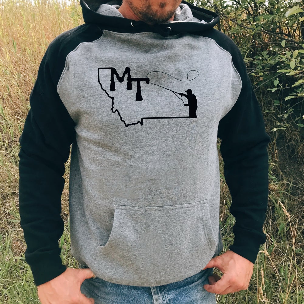 MEN'S MONTANA FLY FISHING HOODIE -BLACK/GRAY
