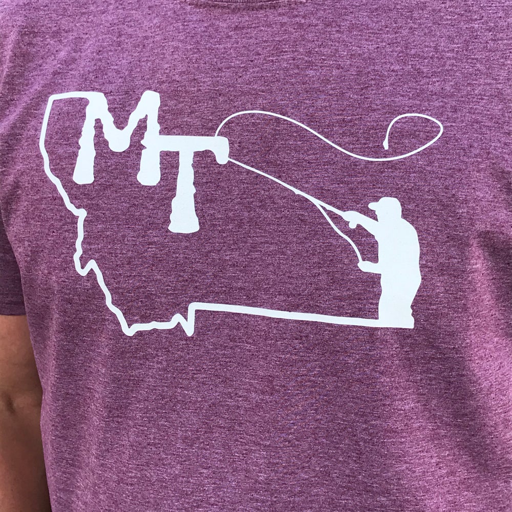 CLOSEOUT! MEN'S MT FLY FISHING TEE -MAROON