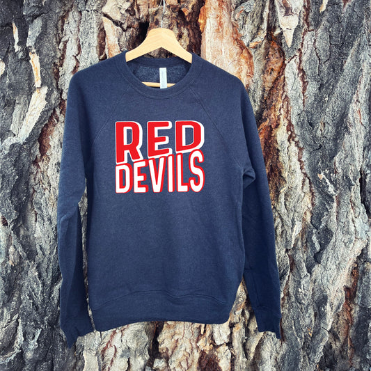 ADULT RED DEVILS BLOCK CREWNECK SWEATSHIRT -HEATHER BLACK