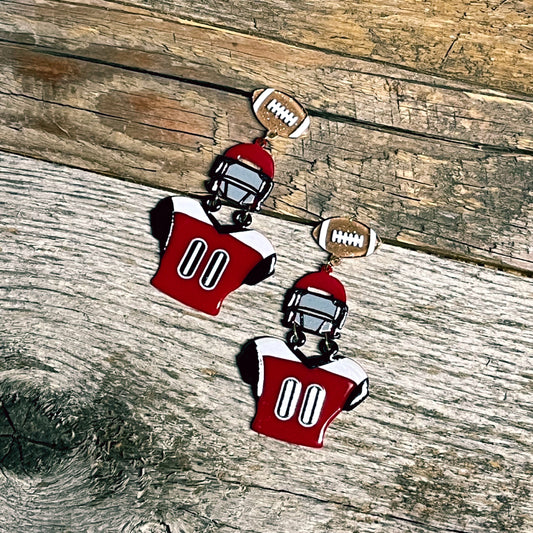 RESIN FOOTBALL JERSEY DANGLE EARRINGS
