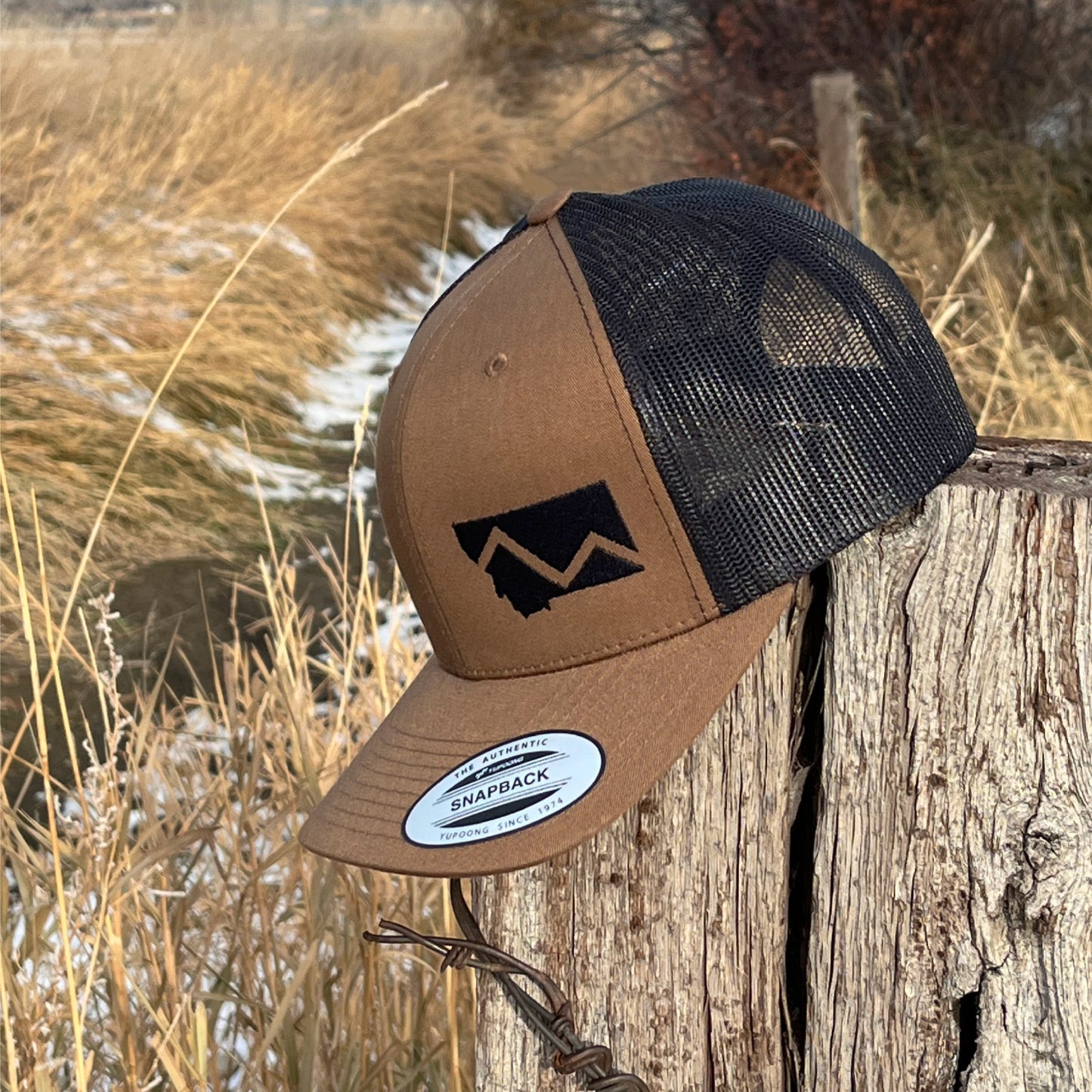 MONTANA MOUNTAIN RETRO TRUCKER HAT -BROWN/BLACK
