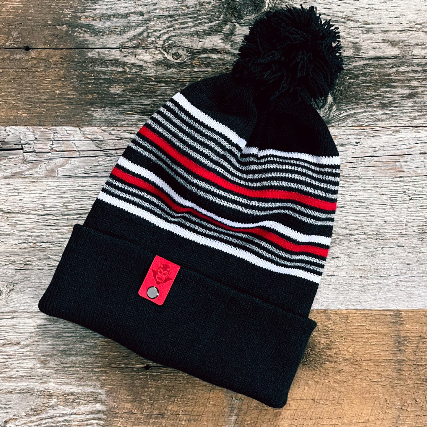 RED DEVIL STRIPED BEANIE