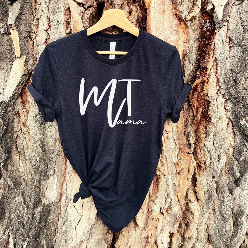 LADIES MONTANA MAMA TEE -HEATHER BLACK