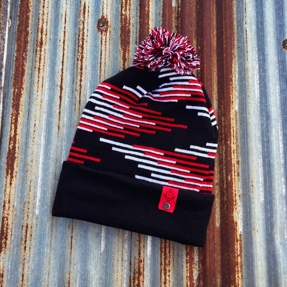 RED DEVIL KNIT BAR BEANIE