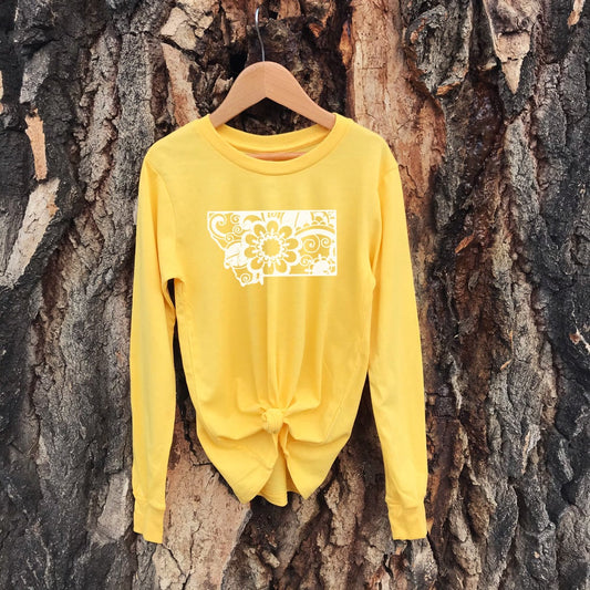YOUTH FLORAL MONTANA LONG SLEEVE -YELLOW