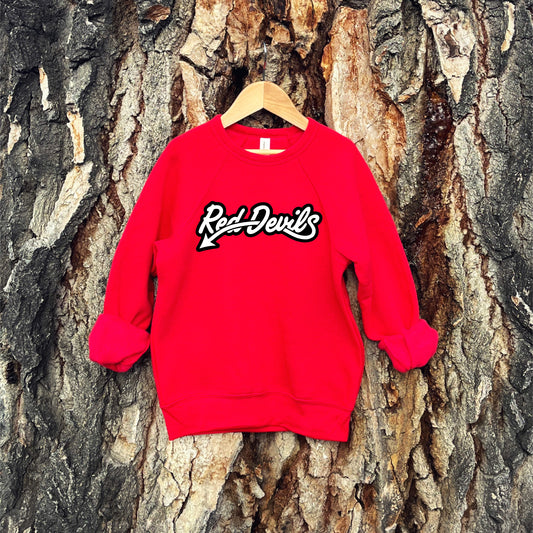 YOUTH RED DEVILS SCRIPT CREWNECK SWEATSHIRT -RED