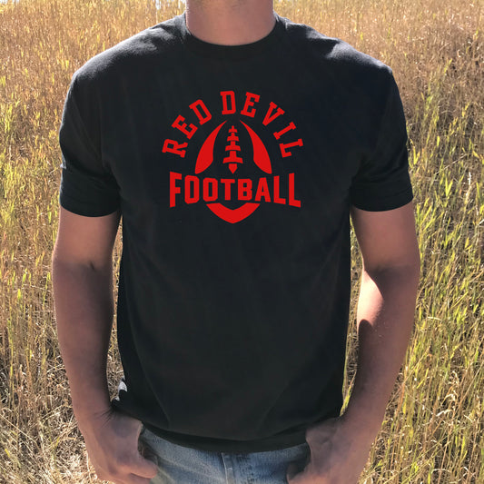 RED DEVIL FOOTBALL TEE -BLACK/RED