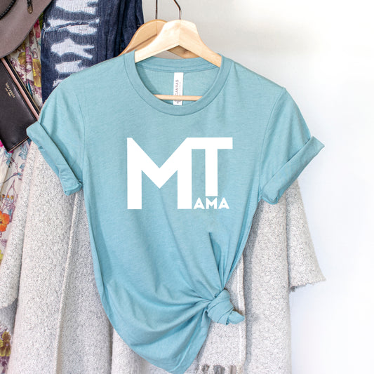 MONTANA MAMA BLOCK TEE -HEATHER BLUE LAGOON