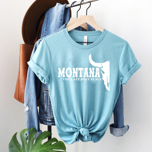 MONTANA LAST BEST PLACE TEE -HEATHER BLUE LAGOON