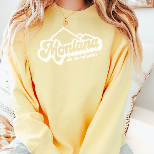 MONTANA BIG SKY COUNTRY CREWNECK SWEATSHIRT -BUTTER