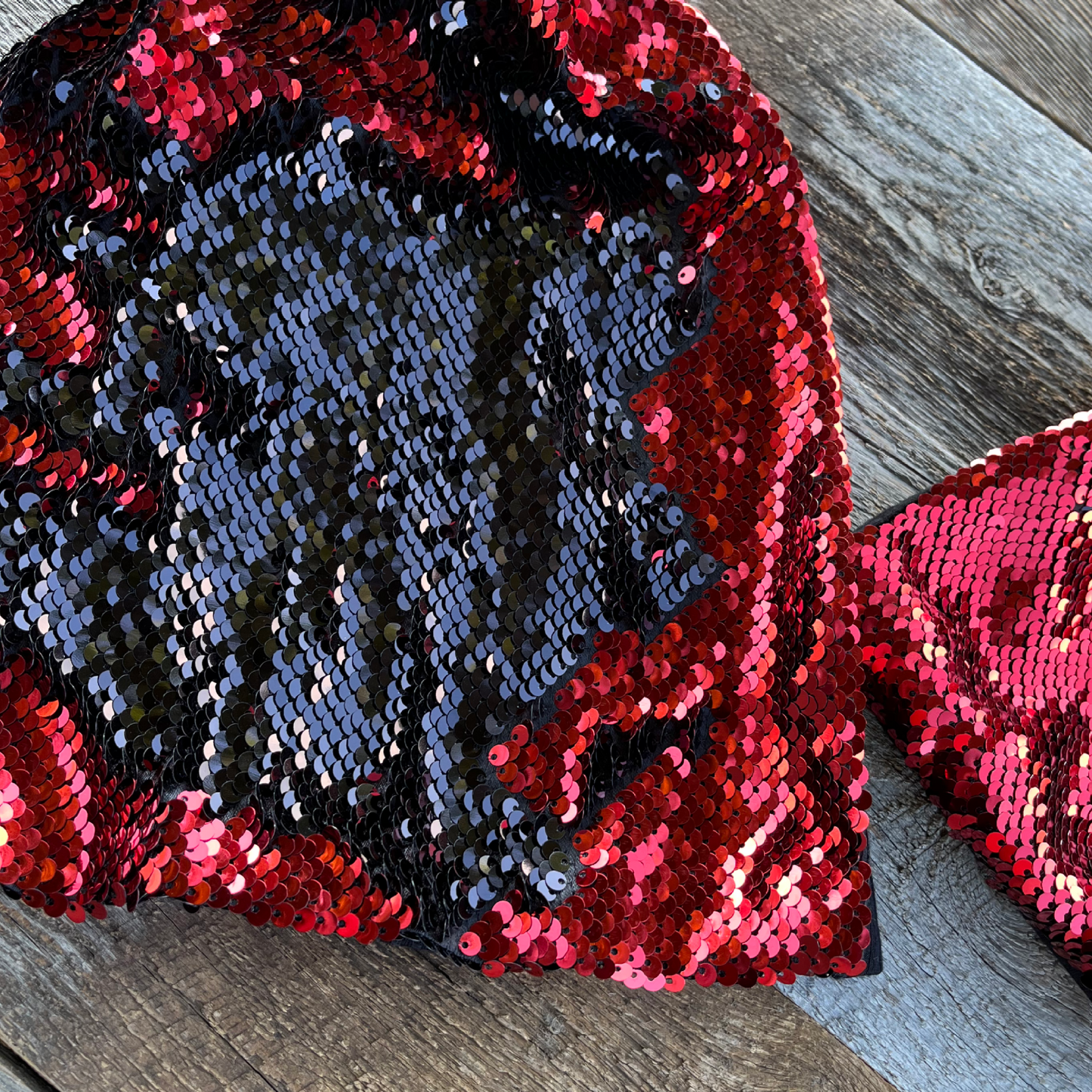 RED & BLACK FLIP SEQUIN BEANIE