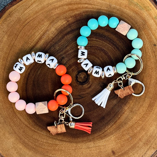 CLOSEOUT! MONTANA MAMA SILICONE BEAD KEY RING BRACELET