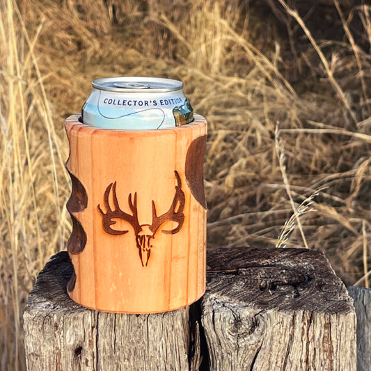 MT WHITETAIL BUCK WOODEN KOOZIE