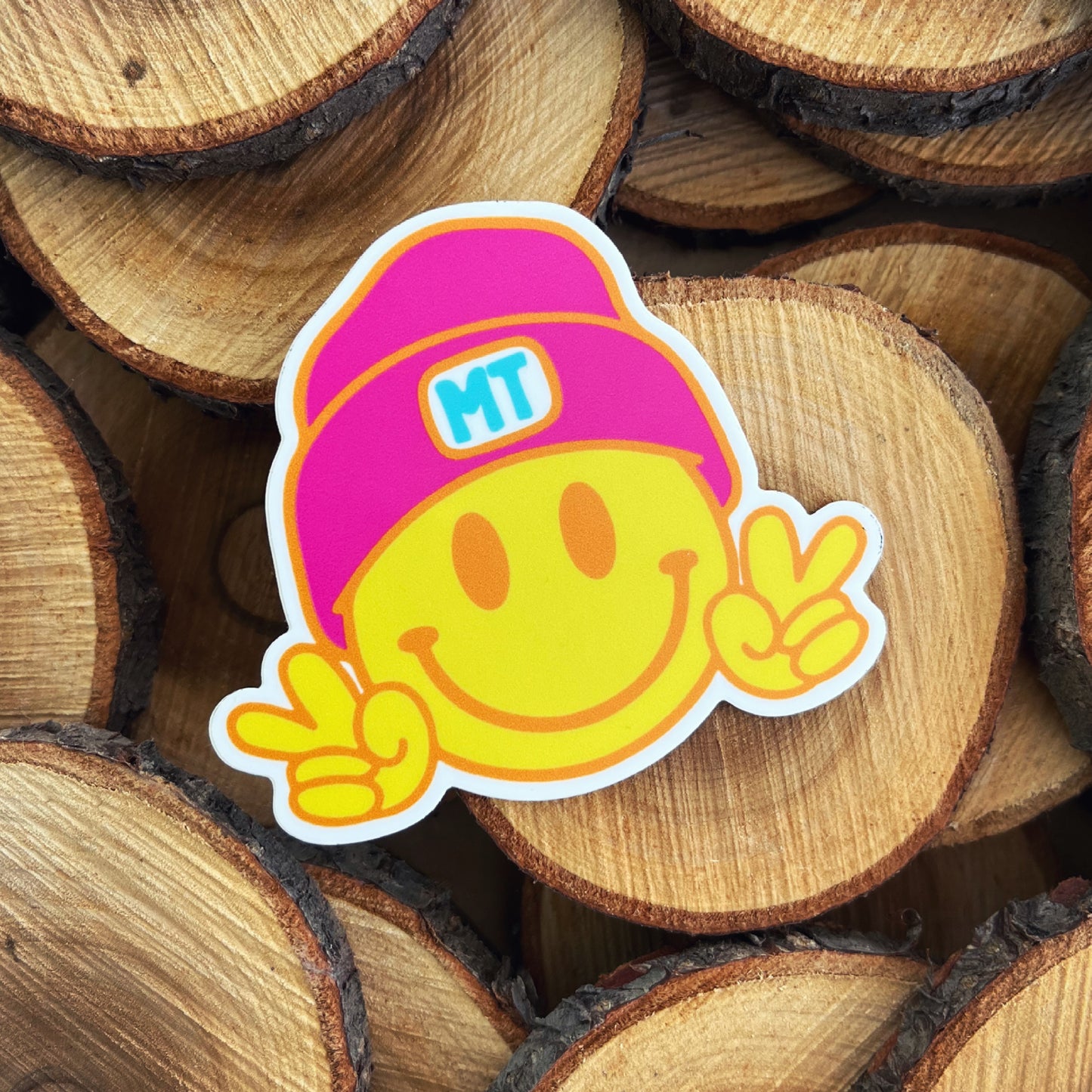 MONTANA BEANIE SMILEY FACE STICKERS