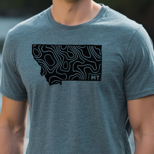 MEN'S MONTANA TOPOGRAPHIC TEE -INDIGO