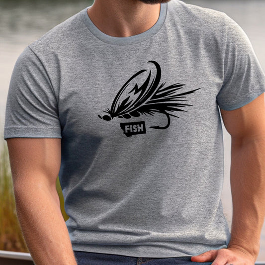 MEN'S FLY FISH MONTANA TEE -GRAPHITE