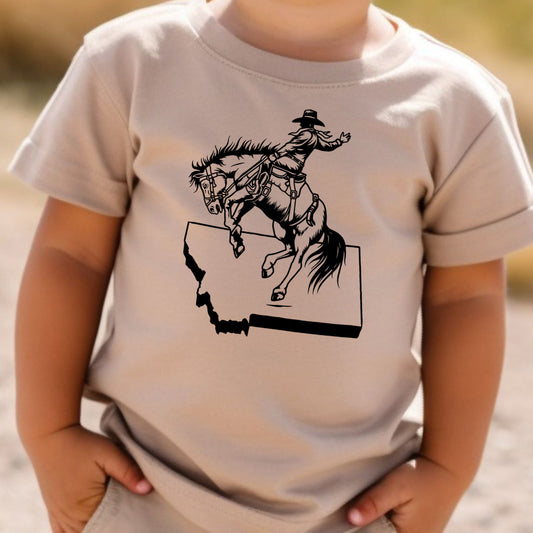 TODDLER MONTANA BUCKIN' HORSE TEE -HEATHER DUST