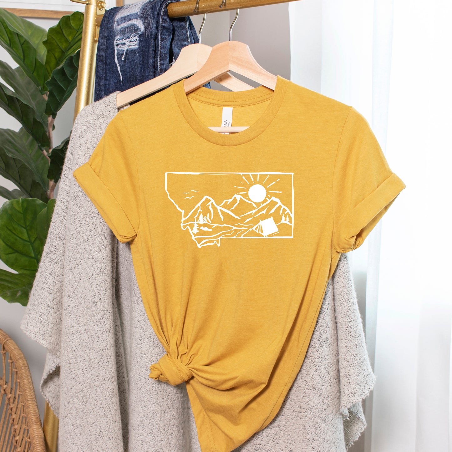 LADIES MONTANA CAMP TEE -HEATHER MUSTARD