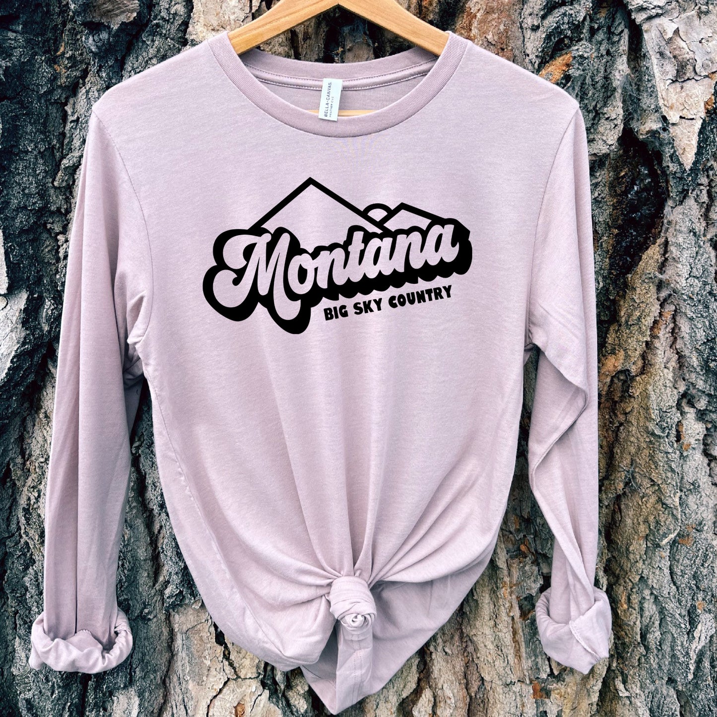 LADIES MONTANA BIG SKY COUNTRY LONG SLEEVE -HEATHER PINK GRAVEL