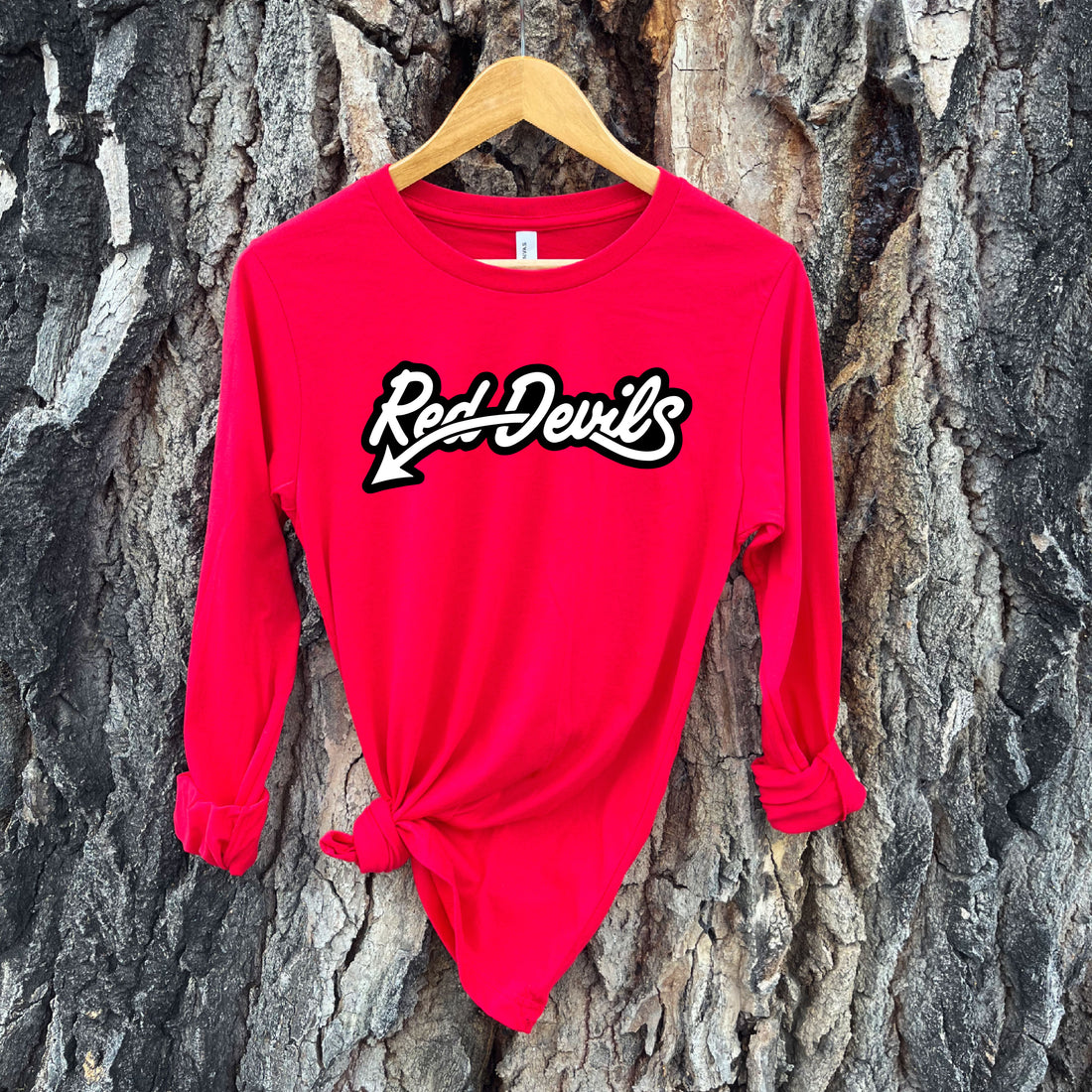 RED DEVILS SCRITP LONG SLEEVE -YOUTH AND ADULT SIZES – Back Road Designs