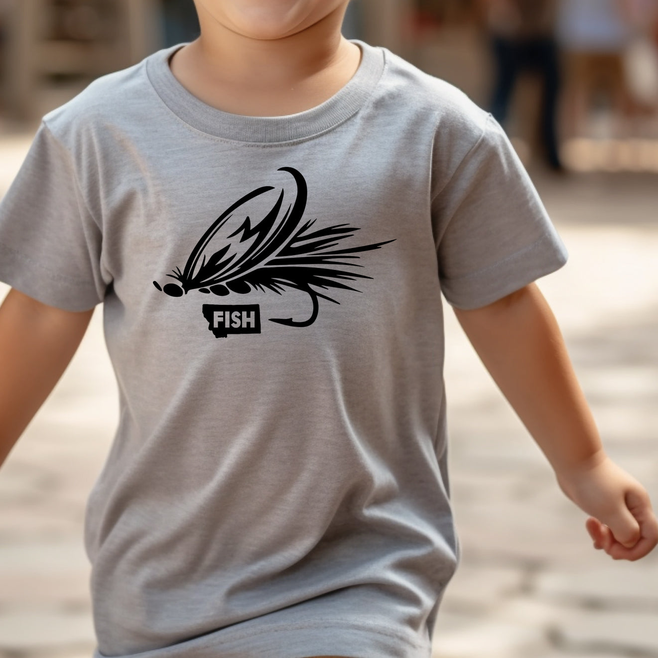 TODDLER FLY FISH MONTANA TEE -HEATHER STONE
