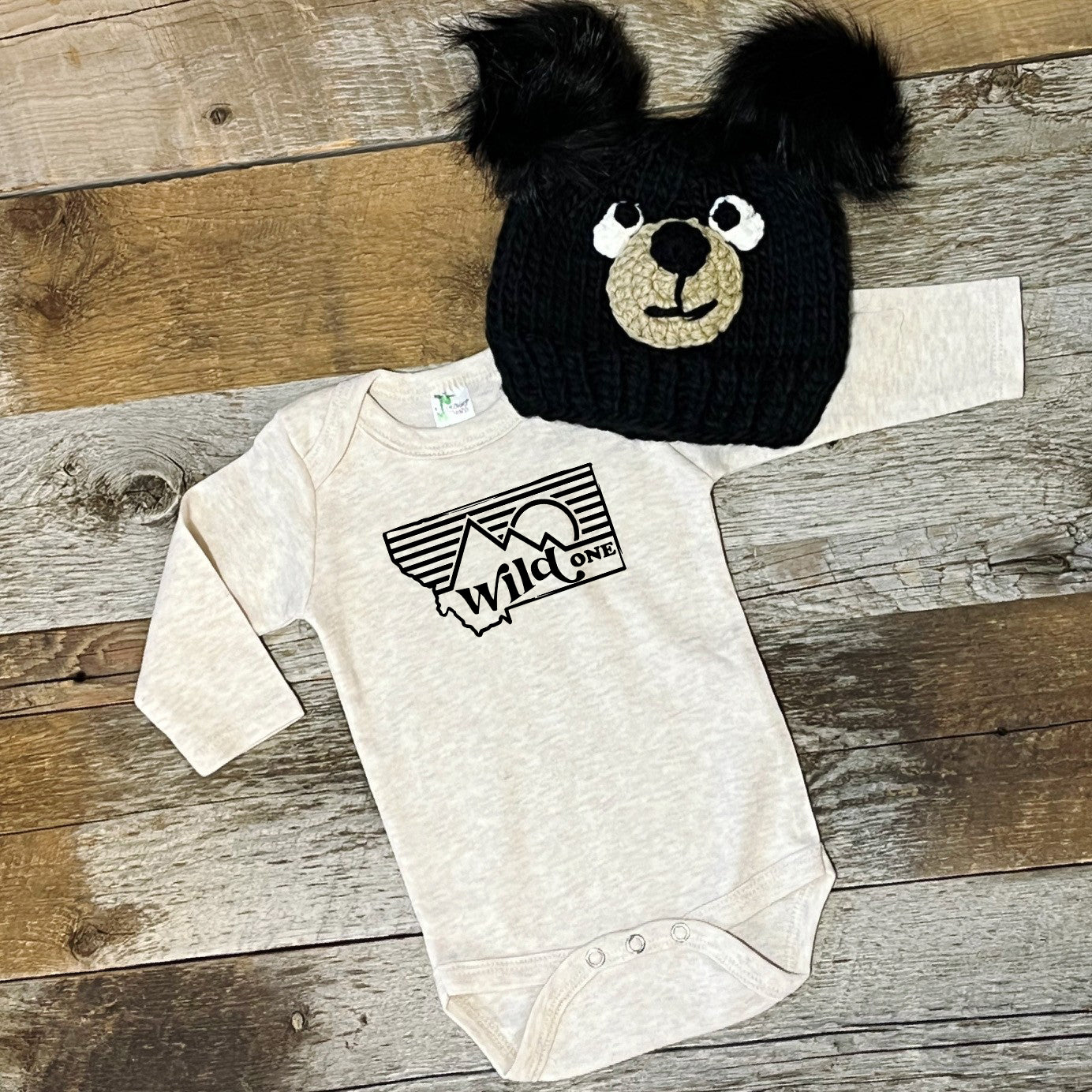 MONTANA WILD ONE LONG SLEEVE ONESIE -OATMEAL