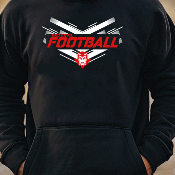 ADULT RED DEVIL FOOTBALL W/DEVIL HOODIE -BLACK