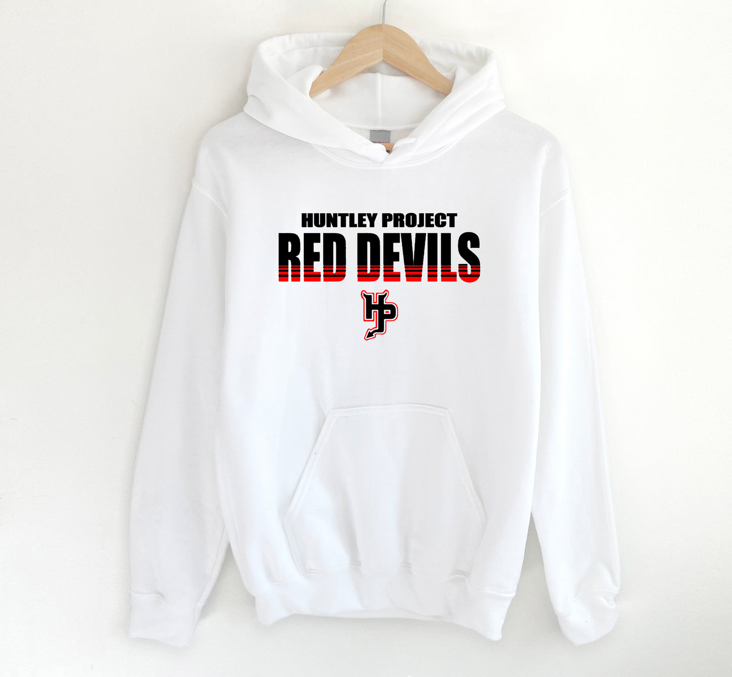 ADULT HUNTLEY PROJECT RED DEVILS FADE HOODIE -WHITE