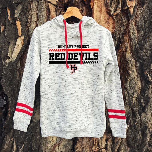 LADIES HP RED DEVILS STRIPED SLEEVE HOODIE