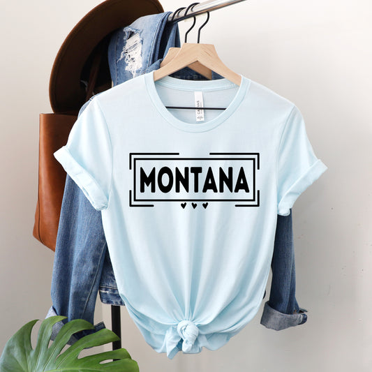 MONTANA HEARTS TEE -HEATHER ICE BLUE