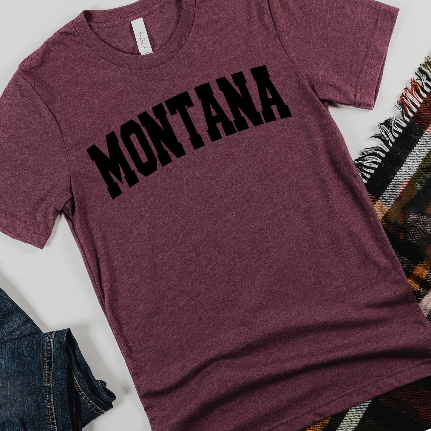 YOUTH BASIC MONTANA TEE -MAROON/BLACK