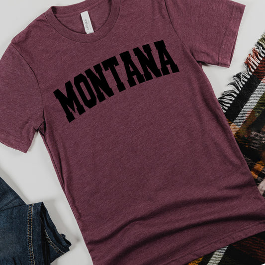 YOUTH BASIC MONTANA TEE -MAROON/BLACK