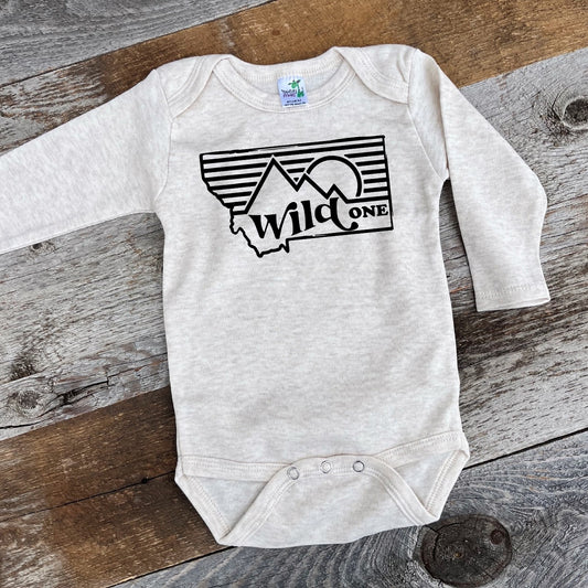 MONTANA WILD ONE LONG SLEEVE ONESIE -OATMEAL