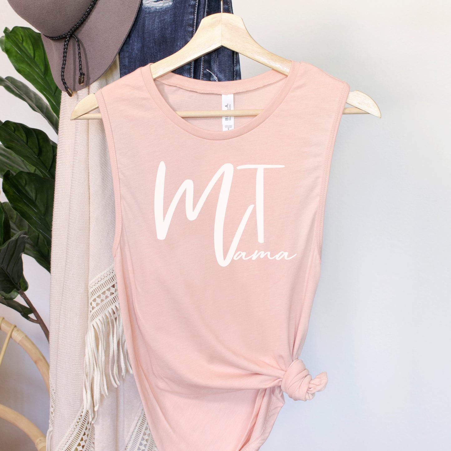 MONTANA MAMA MUSCLE TANK TOP -HEATHER PEACH