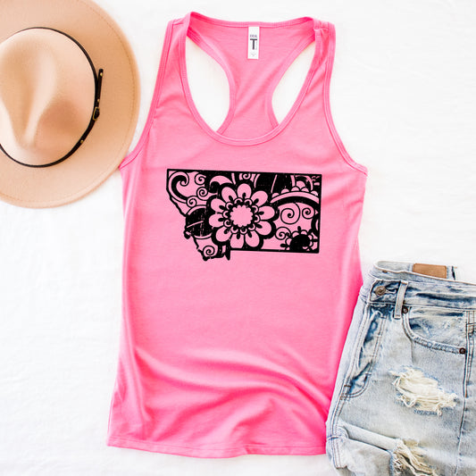 LADIES FLORAL MONTANA TANK TOP -PINK