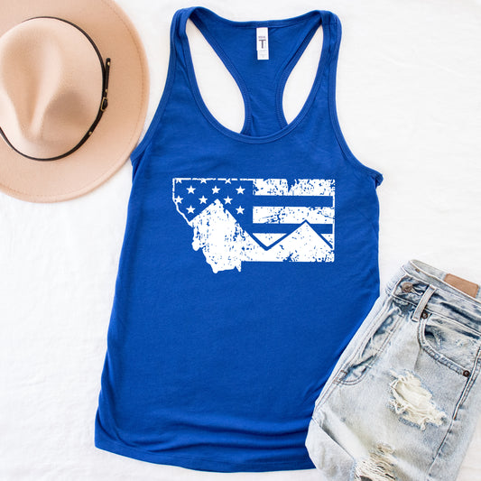 LADIES MONTANA FLAG TANK -ROYAL