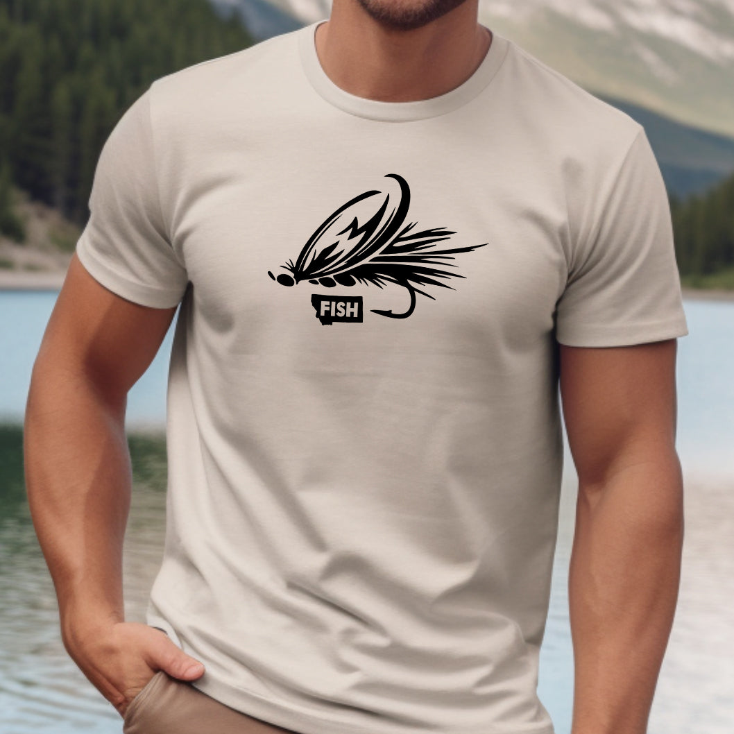 MEN'S FLY FISH MONTANA TEE -SAND