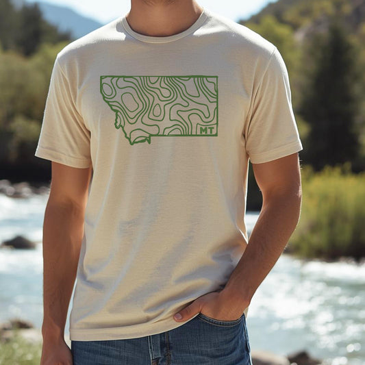 MEN'S MONTANA TOPOGRAPHIC TEE -SAND/OLIVE